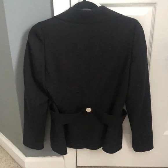Escada Wool Black Blazer Buttons Peplum Jacket 38 Business Work Suit